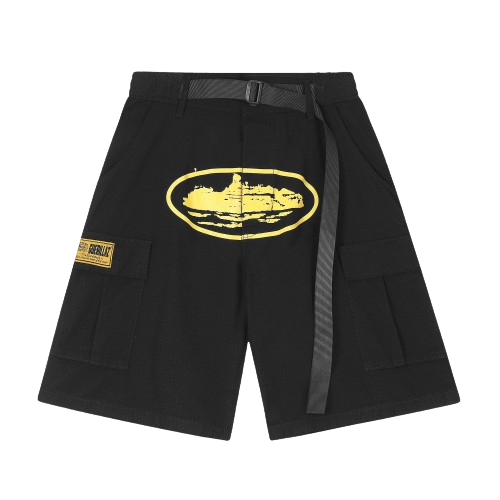 Alcatraz Cargo Black Yellow Shorts