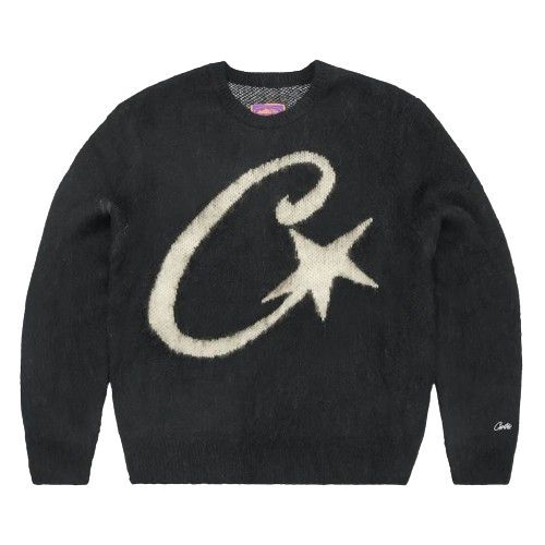 Corteiz C Star Mohair Knit Sweater Black