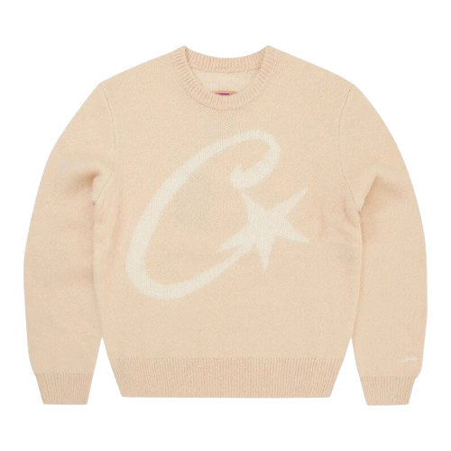 Corteiz C Star Mohair Knit Sweater Cream