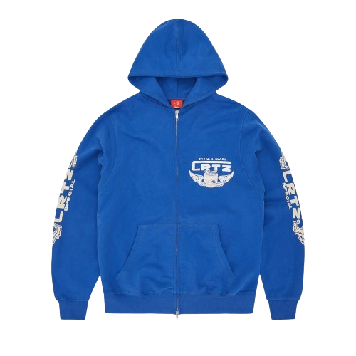 Corteiz Gasolina Double Zip Hoodie Royal Blue