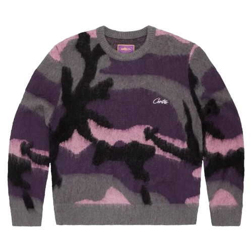 Corteiz Mohair Knit Sweater Sakura Camo