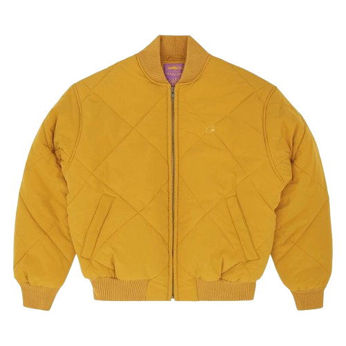 Corteiz Olde English Quilted Bomber Jacket Yellow