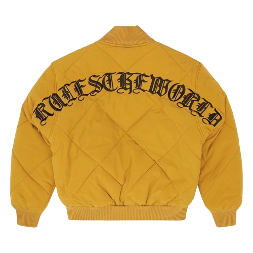 Corteiz Olde English Quilted Bomber Jacket Yellow