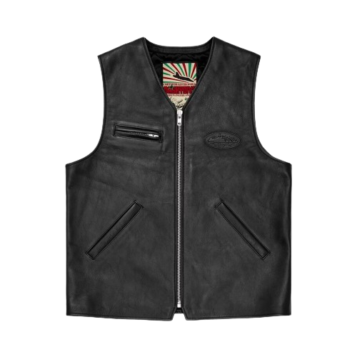 Corteiz Skydive Leather Vest Black