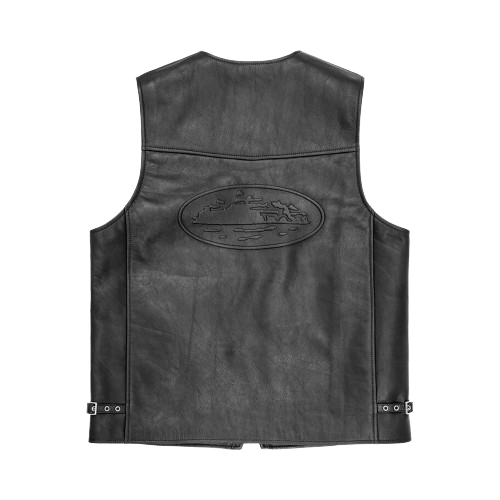 Corteiz Skydive Leather Vest Black